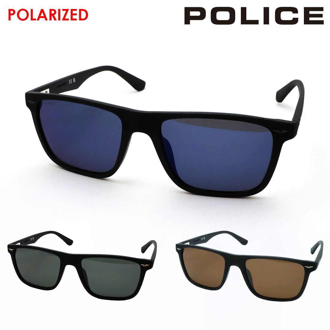 NewModel ポリス 偏光サングラス 正規販売店 POLICE SPLE02 GATOR 2 スクエア ブラック系 グレー系 メンズ