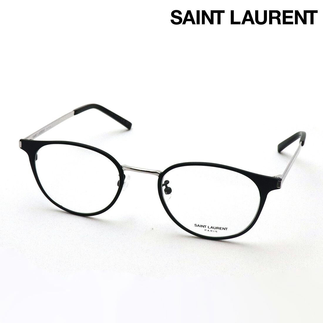 NewModel 【サンローラン メガネ 正規販売店】 SAINT LAURENT SL 584/J 001 サン ローラン 伊達メガネ 度付き ブルーライト カット 眼鏡 黒縁 Made In Japan レディース メンズ ボストン ブラック系