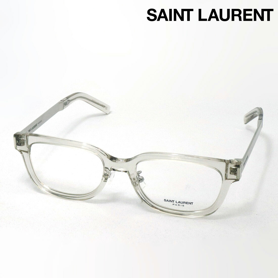 おすすめ価格 【サンローラン メガネ 正規販売店】 SAINT LAURENT SL727/J 003 CORNER ANGLE サン ローラン 伊達メガネ 度付き ブルーライト カット 眼鏡 Made In Italy レディース メンズ スクエア クリア系｜グラスマニア -Tokyo Aoyama-