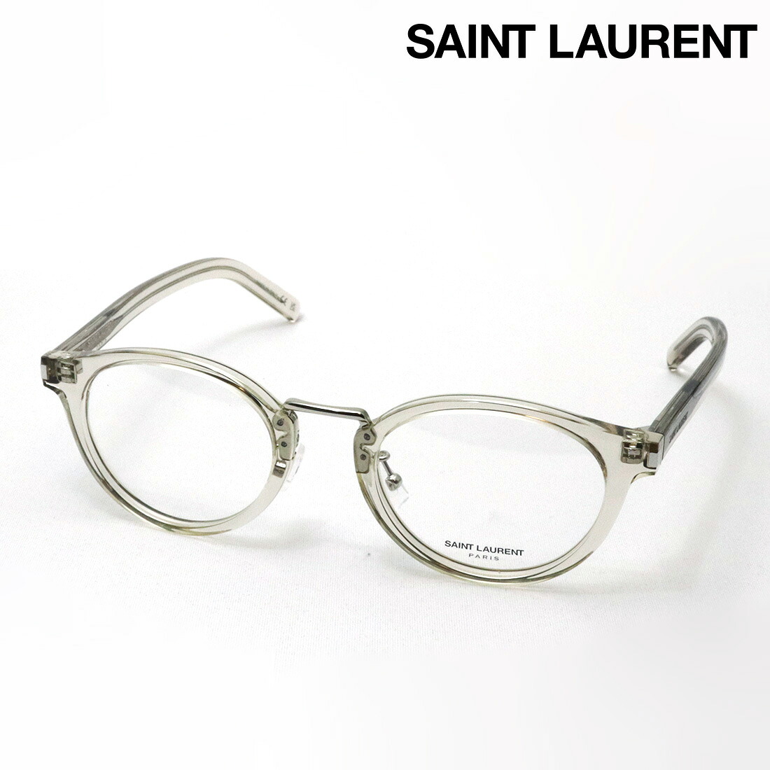 NewModel 【サンローラン メガネ 正規販売店】 SAINT LAURENT SL728/J 003 CORNER ANGLE サン ローラン 伊達メガネ 度付き ブルーライト カット 眼鏡 Made In Italy レディース メンズ ラウンド クリア系