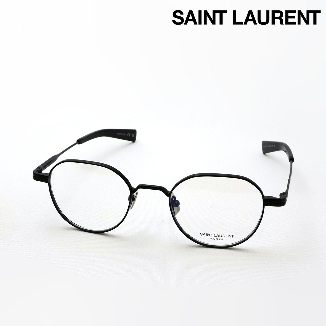 NewModel 【サンローラン メガネ 正規販売店】 SAINT LAURENT SL730 001 47 LOGO 伊達メガネ 度付き ブルーライト カット 眼鏡 Made In Italy メンズ ボストン ブラック系｜グラスマニア -Tokyo Aoyama-