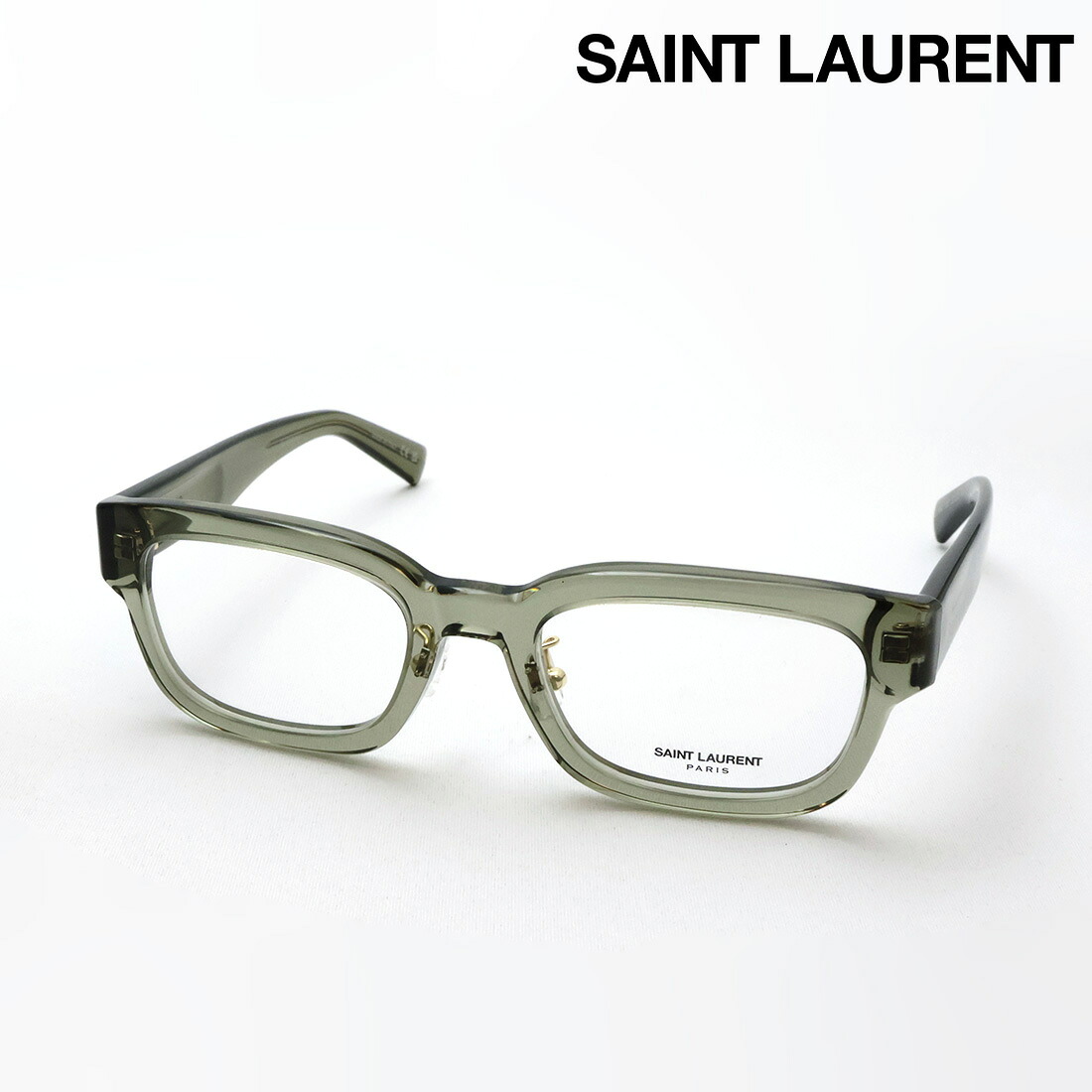 【サンローラン メガネ 正規販売店】 SAINT LAURENT SL784/J 003 52 LOGO 伊達メガネ 度付き ブルーライト カット 眼鏡 Made In Italy レディース メンズ スクエア ブラウン系 クリア系|グラスマニア -Tokyo Aoyama-