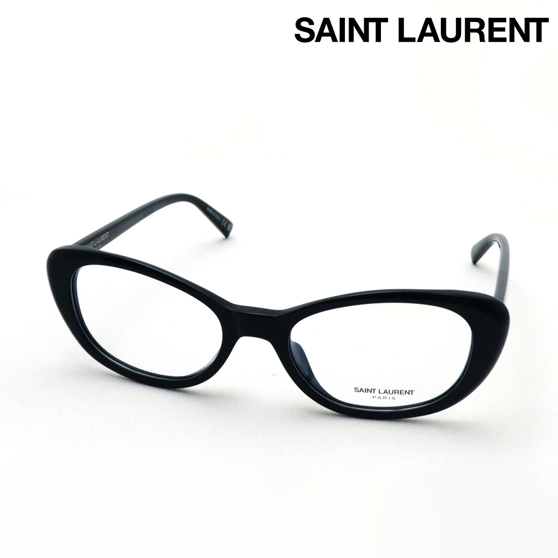 NewModel 【サンローラン メガネ 正規販売店】 SAINT LAURENT SL822 OPT 001 52 LOGO サン ローラン 伊達メガネ 度付き ブルーライト カット 眼鏡 Made In Italy レディース キャットアイ ブラック系|グラスマニア -Tokyo Aoyama-