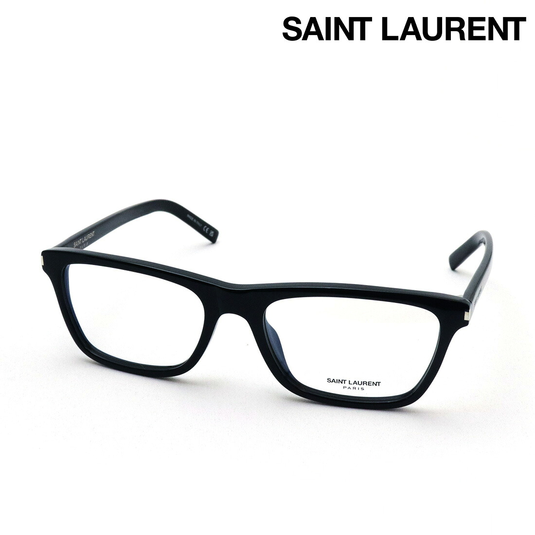NewModel 【サンローラン メガネ 正規販売店】 SAINT LAURENT SL841 001 56 CORNER ANGLE サン ローラン 伊達メガネ 度付き ブルーライト カット 眼鏡 Made In Italy メンズ スクエア ブラック系