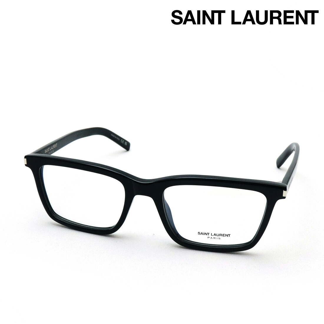 NewModel 【サンローラン メガネ 正規販売店】 SAINT LAURENT SL842 001 54 CORNER ANGLE サン ローラン 伊達メガネ 度付き ブルーライト カット 眼鏡 Made In Italy メンズ レディース スクエア ブラック系