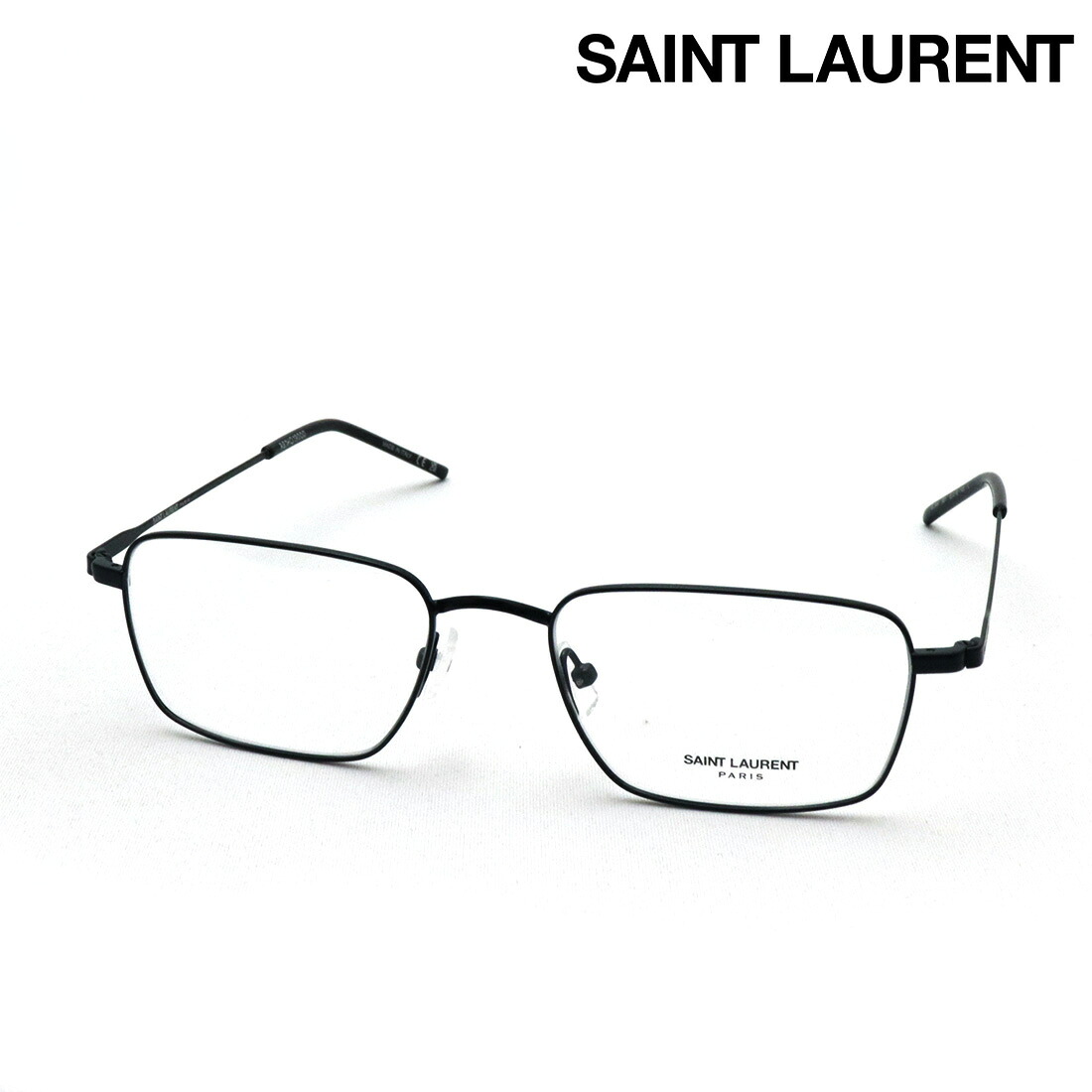 NewModel 【サンローラン メガネ 正規販売店】 SAINT LAURENT SL844 001 53 LOGO サン ローラン 伊達メガネ 度付き ブルーライト カット 眼鏡 Made In Italy メンズ スクエア ブラック系｜グラスマニア -Tokyo Aoyama-