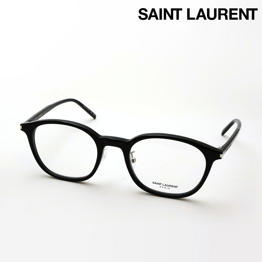 NewModel 【サンローラン メガネ 正規販売店】 SAINT LAURENT SL893/J 001 51 CORNER ANGLE 伊達メガネ 度付き ブルーライト カット 眼鏡 Made In Italy ジャパンフィット メンズ ボストン ブラック系|グラスマニア -Tokyo Aoyama-