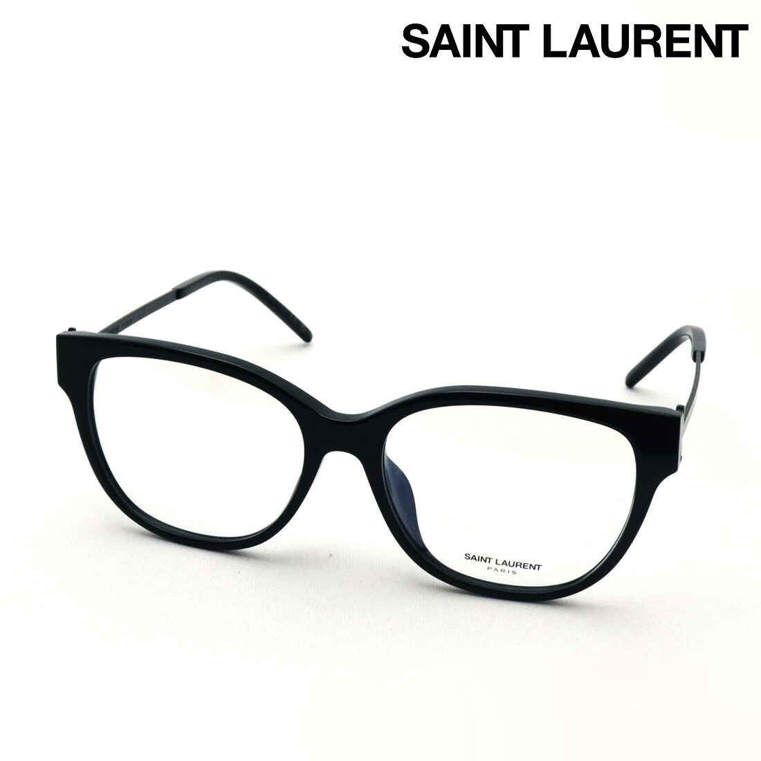 NewModel 【サンローラン メガネ 正規販売店】 SAINT LAURENT SL M48O_B/FN 001 55 MONOGRAM サン ローラン 伊達メガネ 度付き ブルーライト カット 眼鏡 Made In Italy レディース キャットアイ ブラック系