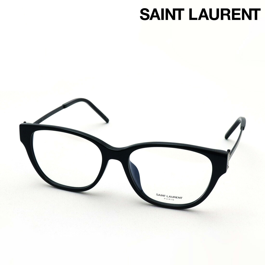 NewModel 【サンローラン メガネ 正規販売店】 SAINT LAURENT SL M48O_C/FN 001 54 MONOGRAM サン ローラン 伊達メガネ 度付き ブルーライト カット 眼鏡 Made In Italy レディース ボストン ブラック系