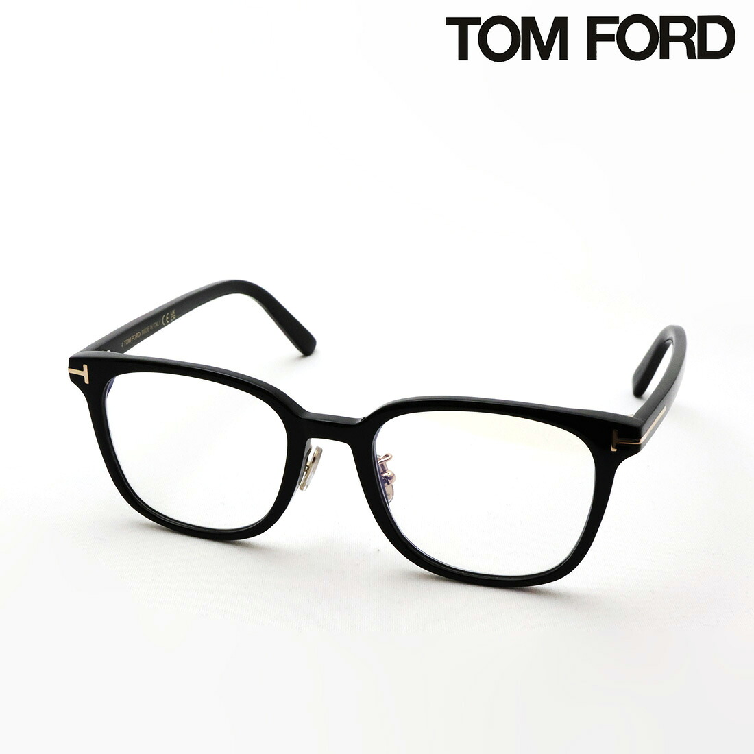 【トムフォード メガネ 正規販売店】 TOM FORD TF5998-K-B 001 51 伊達メガネ 度付き ブルーライト カット 眼鏡 黒縁 Made In Italy スクエア ブラック系｜グラスマニア -Tokyo Aoyama-