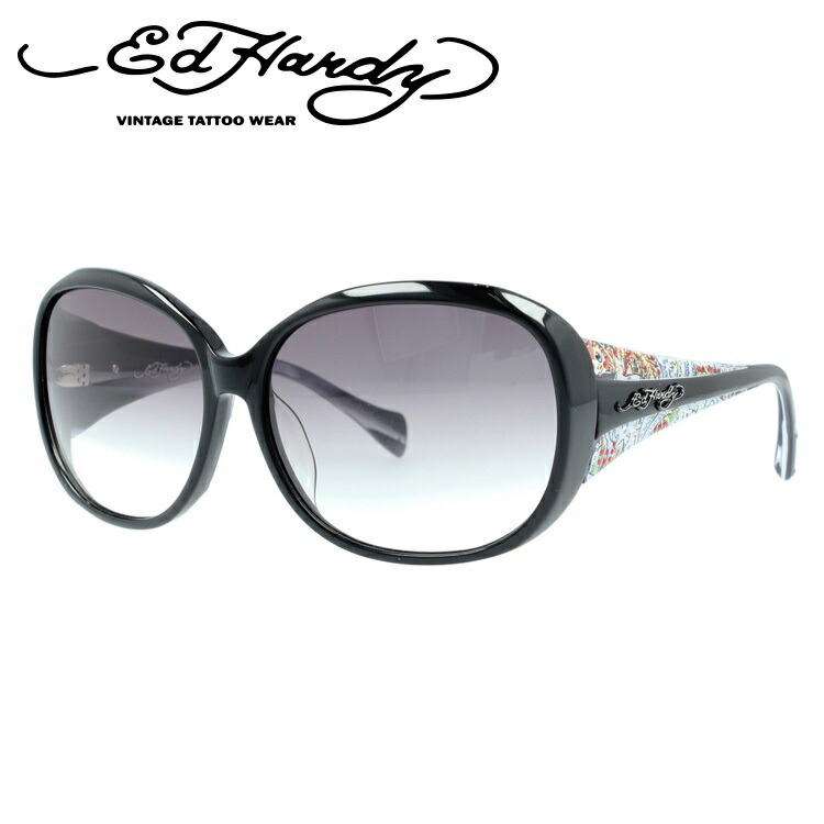【お買い物マラソン対象】エドハーディー サングラス EdHardy エドハーディ Ed Hardy KOI LEAPING ブラック/スモークグラデーション【レディース】UVカット 度付対応｜眼鏡達人