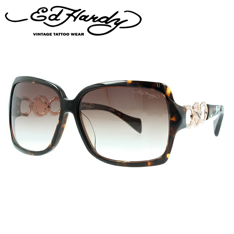 【当店限定SALE】【訳あり】エドハーディー サングラス EdHardy エドハーディ Ed Hardy ROSES LONG STEM ブラウンホーン/ブラウングラデーション【レディース】UVカット 度付対応