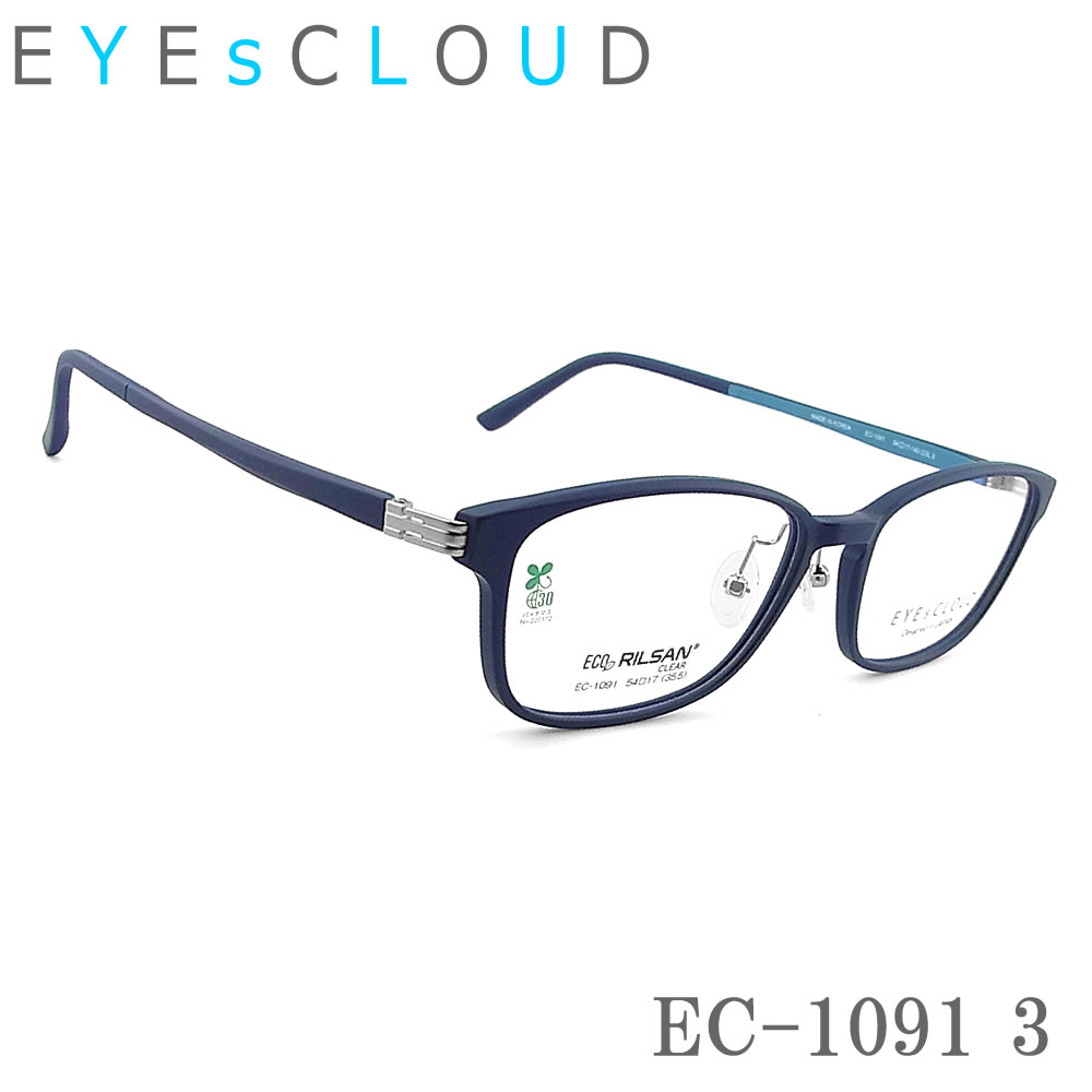 EYEs CLOUD アイクラウド メガネ フレーム EC-1091 Col.3 眼鏡 軽量 伊達メガネ 度付き マットネイビー メンズ