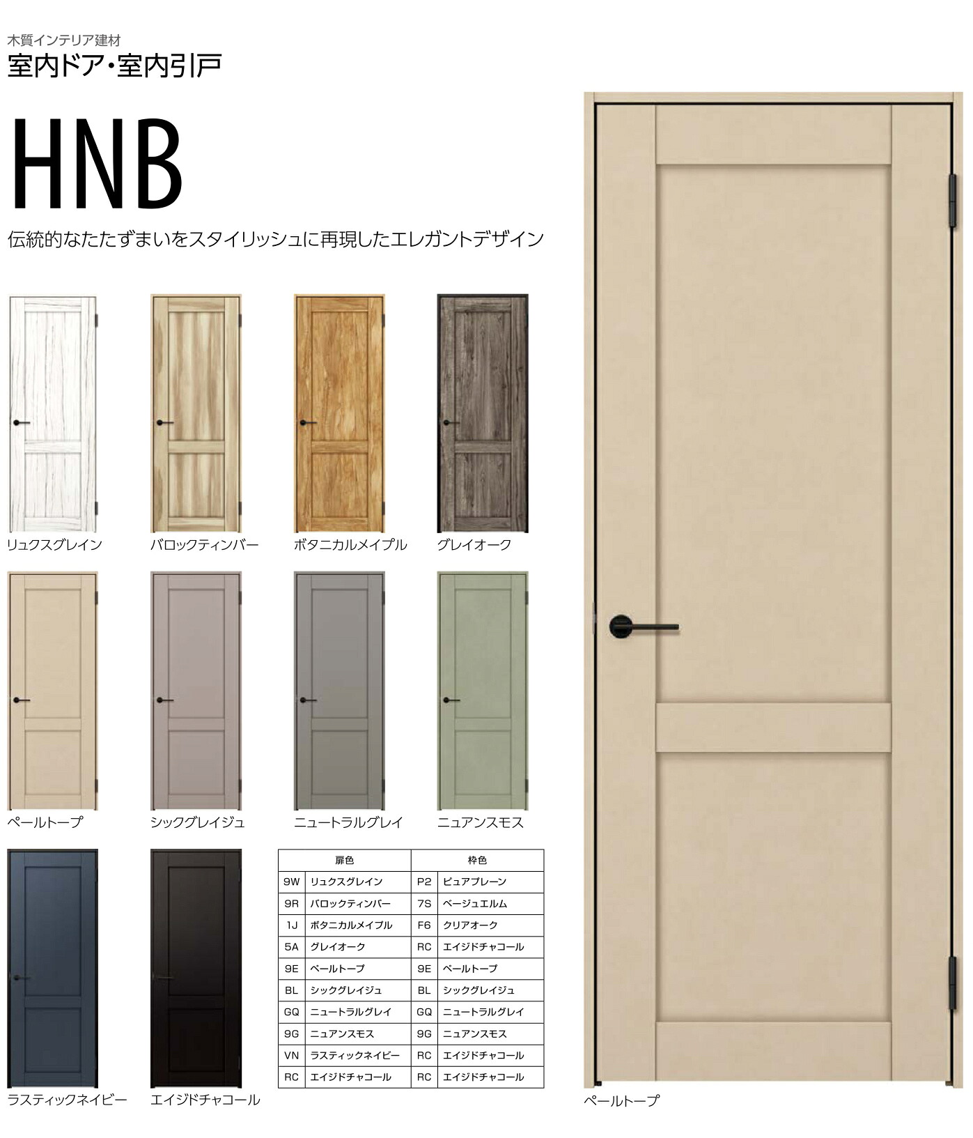 HNBデザイン　YKKap 室内ドア スマエル トレンド ＜空錠＞＜丁番タイプ＞＜ノンケーシング＞　幅733mm～878mm　ドア高2033mm　建具　インテリア建材　Smayell trend