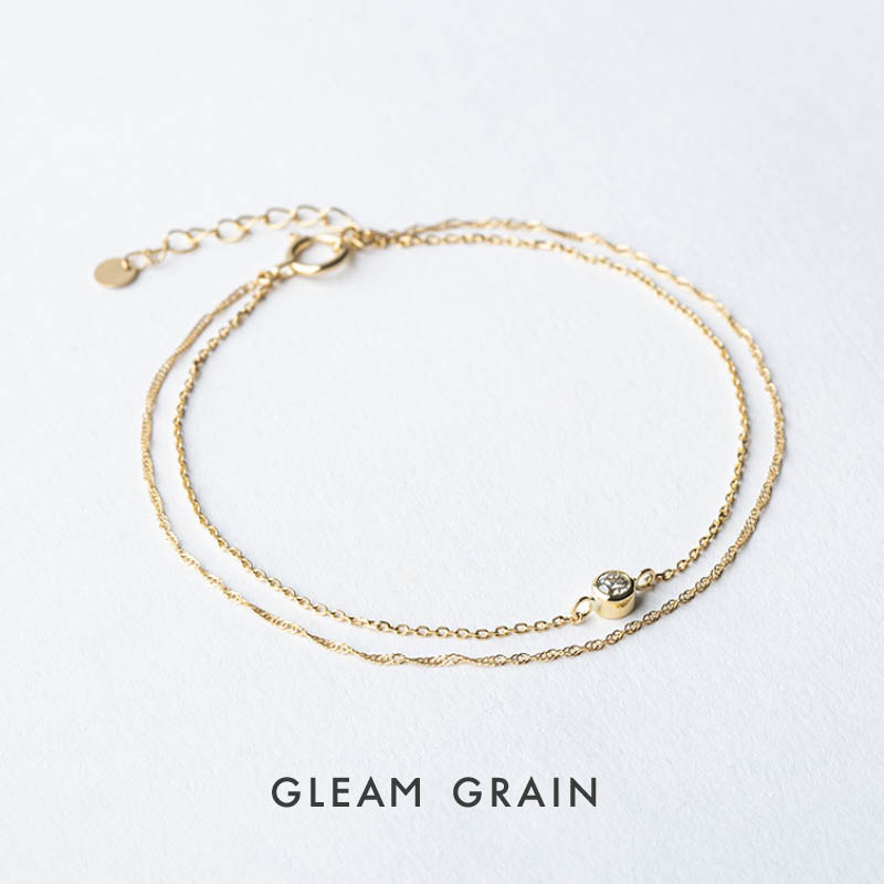 【受注生産】ブレスレッド K18 18K 18金 イエローゴールド YG レディース ダイヤモンド レイヤードリング 重ねづけ GLEAM GRAIN グリームグレイン 華奢 普段使い プレゼント ギフト 誕生日 誕生石 人気 送料無料 おしゃれ かわいい 安心の日本製 グリームグレイン