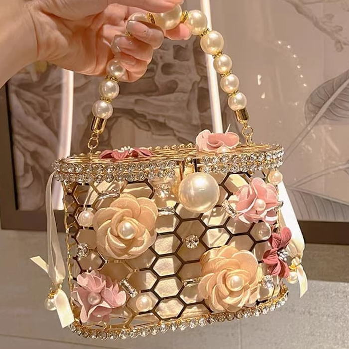 うさぎハリネズミ鳥花✿*~✿セレブ風お洒落ハンドバッグ パーティーバッグ うさぎハリネズミ鳥花✿*~✿セレブ風お洒落ハンドバッグ