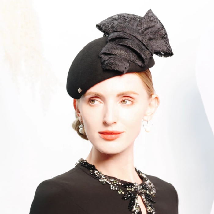 ヘッドドレス レース リボン ウール 女優ハット ブラック 黒 ホワイト 白 秋 冬 帽子 ハット レディース 女優帽子 女優帽 ヘッドドレス ヘアアクセ ヘッドアクセ 髪飾り 結婚式 パーティー リゾート グリッタードレス