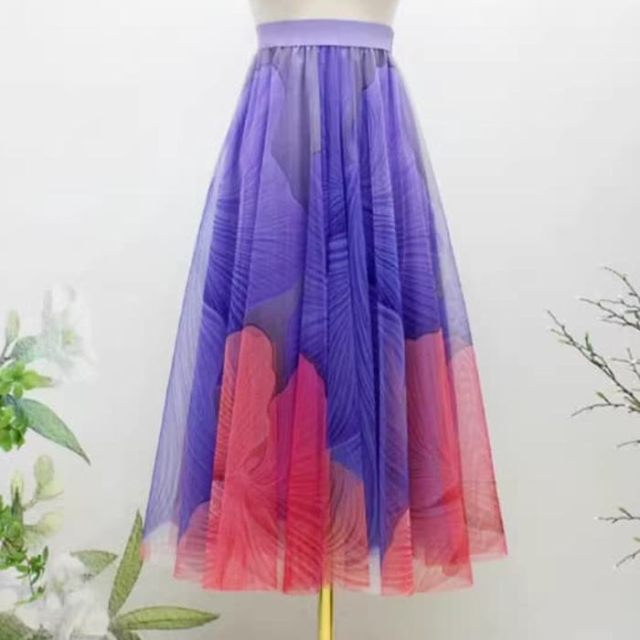 フラメンコ用紫色花柄スカート セール】【2025年S/S新作】花柄刺繍ベロアスカート（スカート