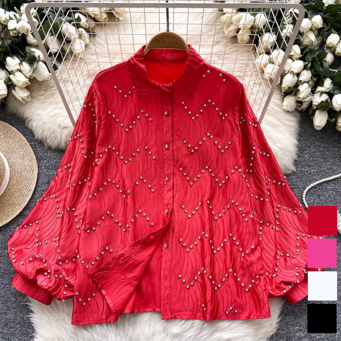 ANNAMOLINARi 赤 花柄フリル長袖トップス ANNAMOLINARi 赤 花柄フリル長袖トップス