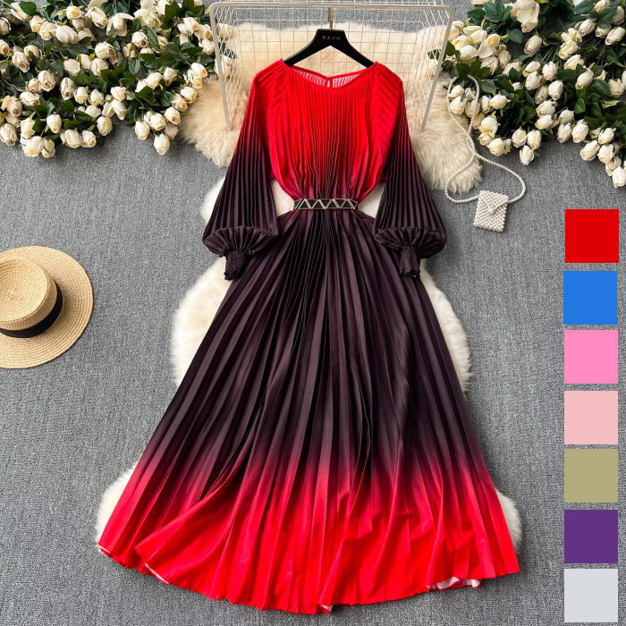 グラデーションシフォンロングワンピース　新品タグ付き AUBREY】グラデーションシフォンロングワンピース – ANDREA&Co.