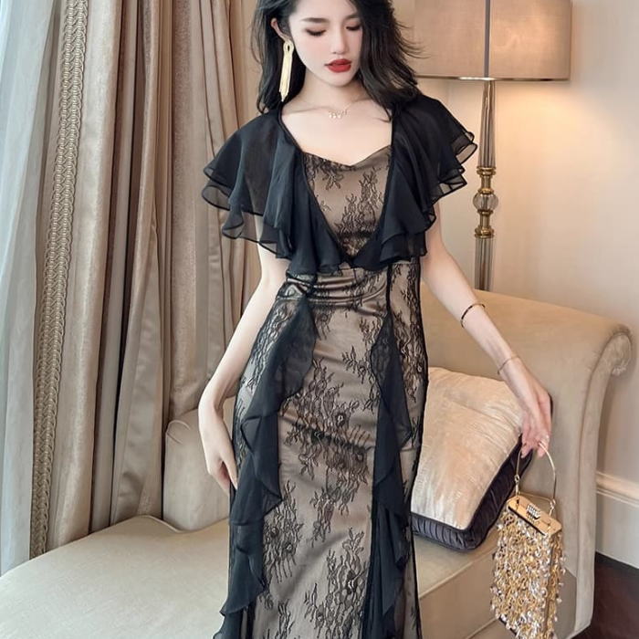 楽天市場】ワンピース レディース 春 きれいめ チュール レース