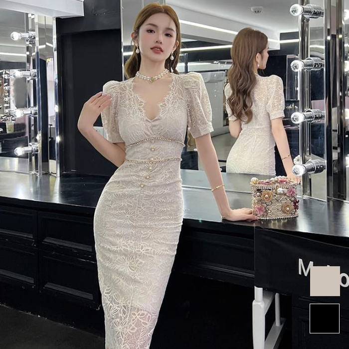 パーティドレス ミニ丈 ミモレ丈 半袖 Vネック 上品 韓国 c493 楽天市場】ミニワンピ ギャザー Vネック ビジュー シースルー