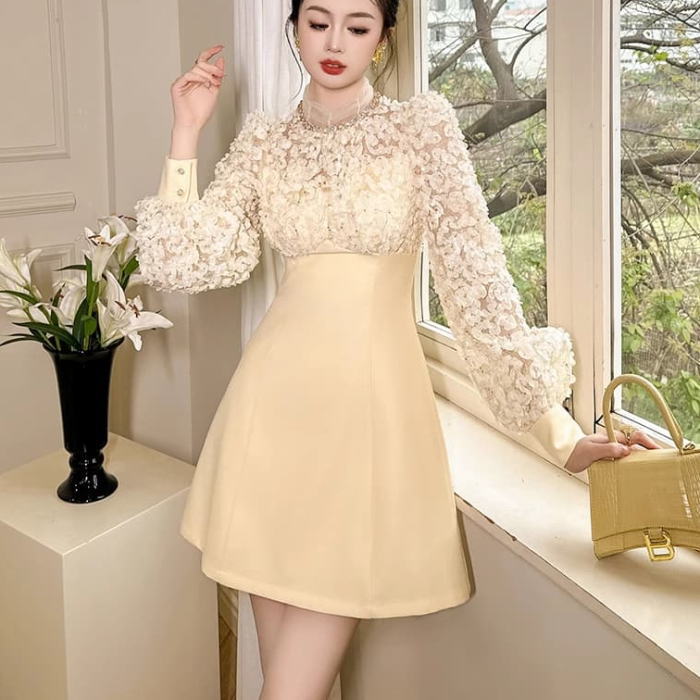 【美品】トゥララ　フリル付きミニワンピース リボン　ドット柄　シフォン　可愛い ドットシフォン ベルト付きワンピース 胸元リボン ピンク | LILIANA