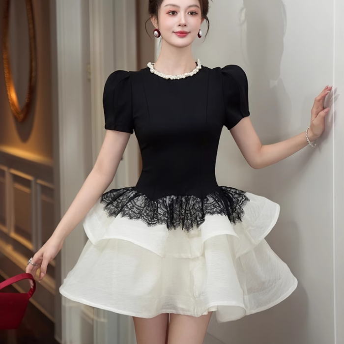 ワンピース 半袖 ブラック フレア ミニ 結婚式 韓国 楽天市場】パーティードレス 結婚式 ミニワンピース ショート