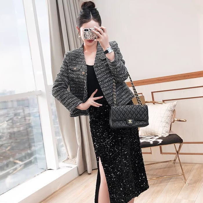 金スパンコールツイード ジャケット&スカート セットアップS~XXL 楽天市場】【シャネル】Chanel 96P ツイード スパンコール