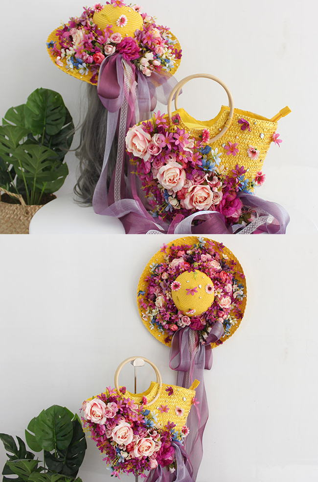 楽天市場 かごバッグ 麦わら帽子 セット イエロー 黄色 パープル 紫 ピンク フラワー 花 薔薇 リボン カゴバッグ 帽子 ストローハット ハット レディース 籠 バッグ リゾート かばん オシャレ ｇｌｉｔｔｅｒ ｄｒｅｓｓ