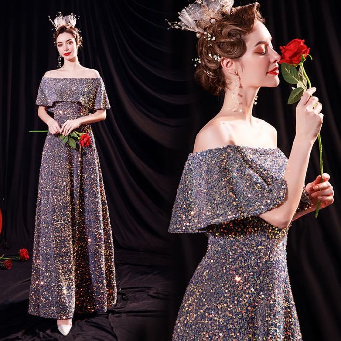ドレス　ブラック　スパンコール　オフショルダー タダシショージ TADASHI SHOJI 鍵編みレースオフショルダー