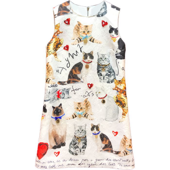 楽天市場】猫柄 ワンピース〈グレー スミクロ オフホワイト〉 【送料