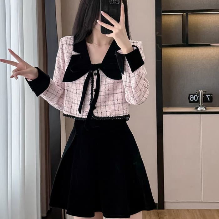 フォーマル ツイードセットアップ ジャケット スカート 楽天市場】スカートセットアップ 襟 ツイード ファスナー 長袖