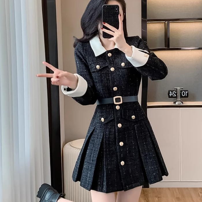☆長袖☆ツイード プリーツ ミニ丈 ワンピース パーティ ドレス 楽天市場】【新色追加】【再入荷】【DEA. by ROBE de FLEURS