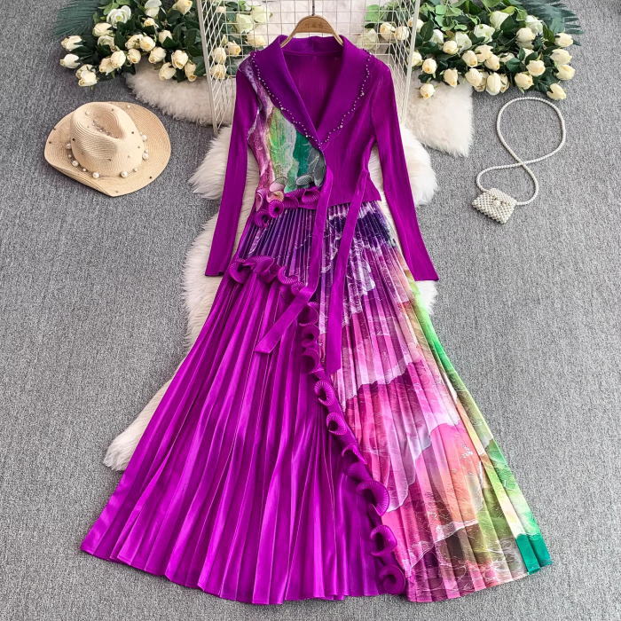 舞台衣装 フリル つけ袖 個性的 デザイン 長袖 派手 ピンク 紫　purple 楽天市場】ワンピース レディース 春 花柄 シフォン フリル 長袖