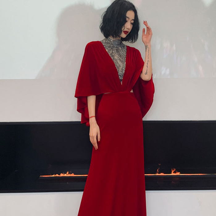 楽天市場】ALICE カラードレス ハイネック チュール シースルー