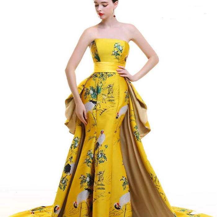 Alice Olivia 新作オフショルダーレイヤーロングドレスイエロー ar0099-2.jpg