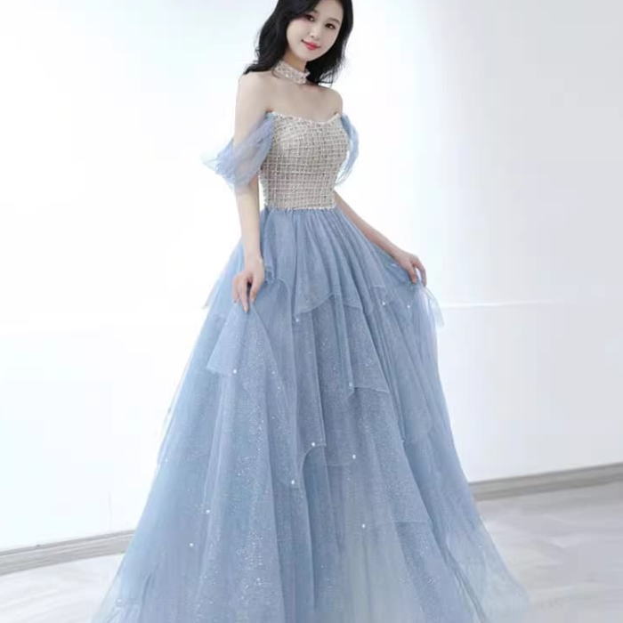 春夏 Aラインドレス ベージュ ブルー 楽天市場】ALICE カラードレス オフショルダー ラメ 花柄 半袖