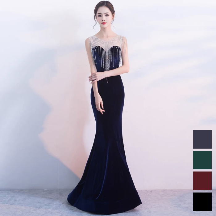 新品★ゴージャスストレッチベロア ロングドレスセット フラダンス用品専門店ドレスや舞台衣装通販 ストレッチベロア