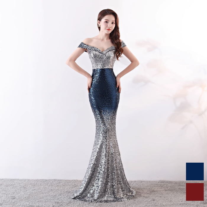 楽天市場】カラードレス 新作 グラデーション スパンコール