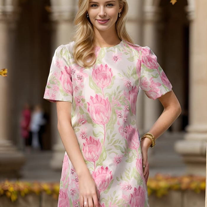 MiuMiu 未使用 美品 ローズパターン ミニ ワンピース 36 中古 dress】オールオーバー花柄キャミミニワンピース BT0412