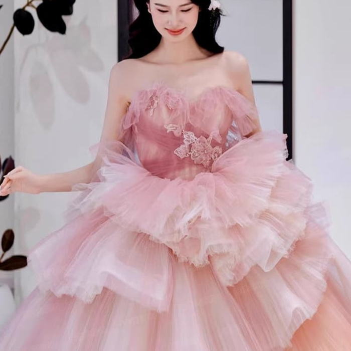 MAC DUGGAL 春色♪完売清楚で可愛いAラインロングドレスピンク系 楽天市場】ANGEL カラードレス 新作 ベアトップ チュール