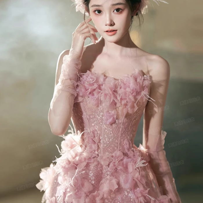 MAC DUGGAL 春色♪完売清楚で可愛いAラインロングドレスピンク系 楽天市場】ANGEL カラードレス 新作 ベアトップ チュール