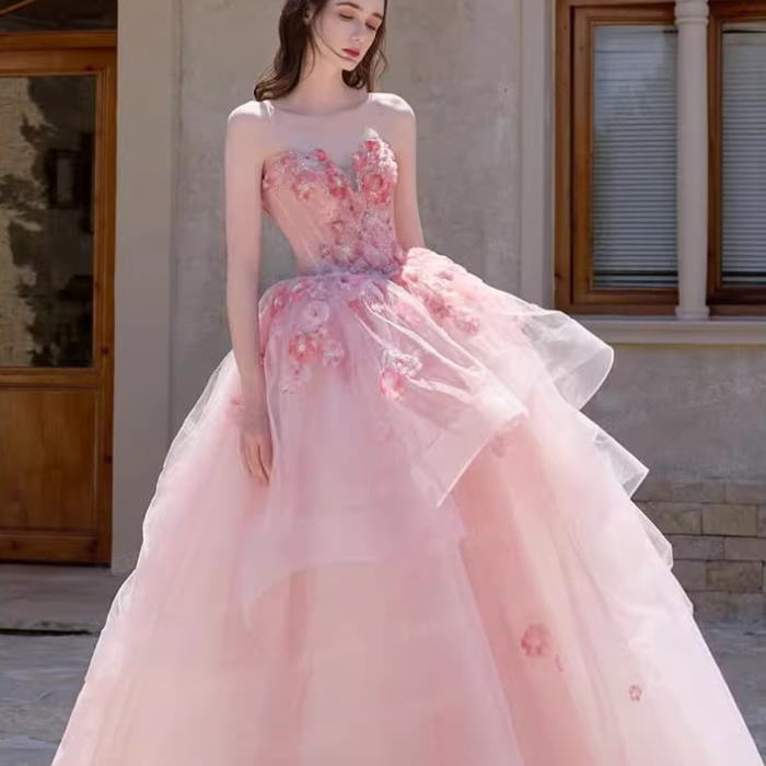 楽天市場】ANGEL カラードレス 新作 ベアトップ チュール フリル 背中