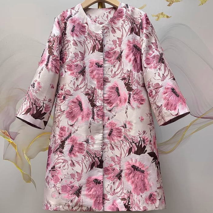 ルルウィルビー 総レース スプリングコート ノーカラー 花柄 リボン 水色 2 ルルウィルビー 総レース スプリングコート ノーカラー 花柄