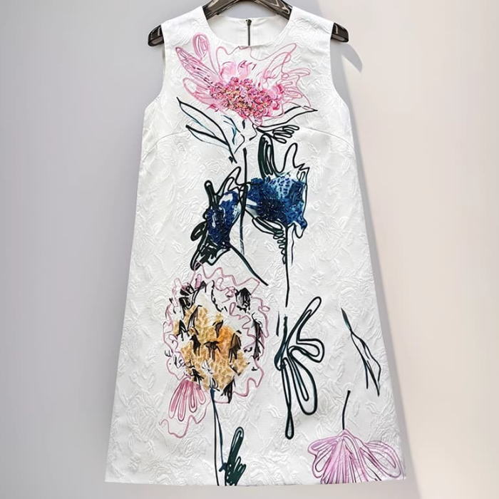 楽天市場】ワンピース 花柄 ビジュー スパンコール ビーズ