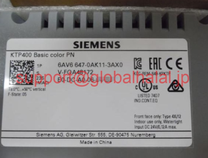 新品【東京発★適格請求書★税込】Siemens 6AV6647-0AK11-3AX0 HMI Touch Screen Panel 6AV6 647-0AK11-3AX0【6ヶ月保証】|Global Halal Japan