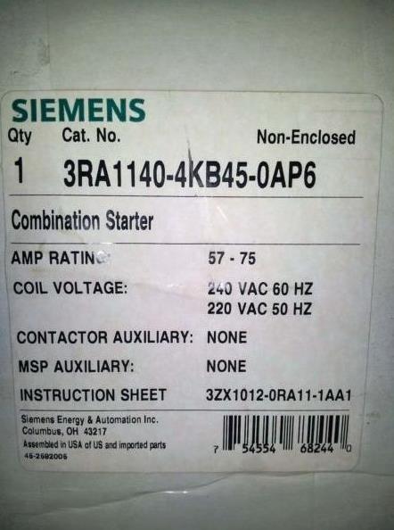 新品【東京発★適格請求書★税込】シーメンス SIEMENS 3RA1140-4KB45-0AP6 MOTOR CONTROL STARTER【6ヶ月保証】|Global Halal Japan
