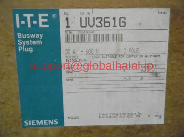 新品【日本の首都発★適当お願いごと書★税込】ジーメンス SIEMENS ITE UV361G 30 AMP 600 VOLT BUS PLUG【６ヶ月言いはなつ】