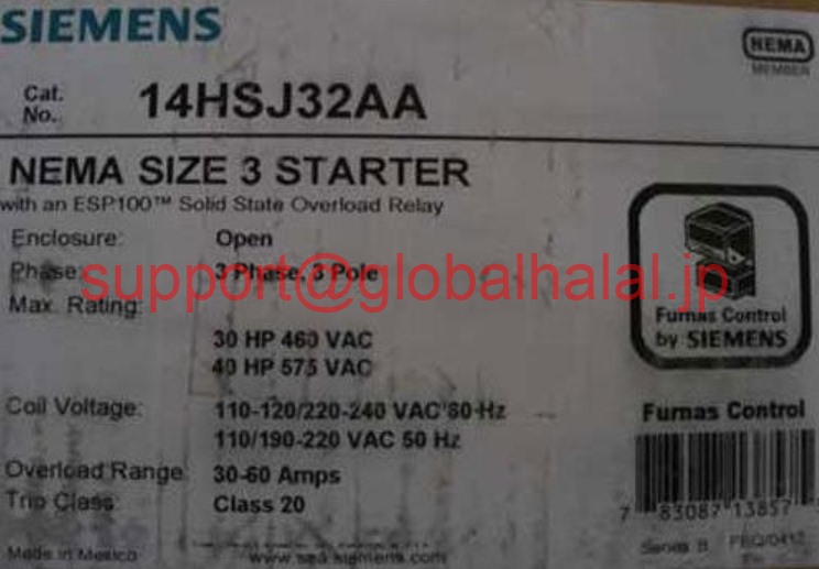 新品【東京発★適格請求書★税込】シーメンス Siemens 14HSJ32AA Size 3 Starter 3P w/ ESP100 120/240V【6ヶ月保証】画像